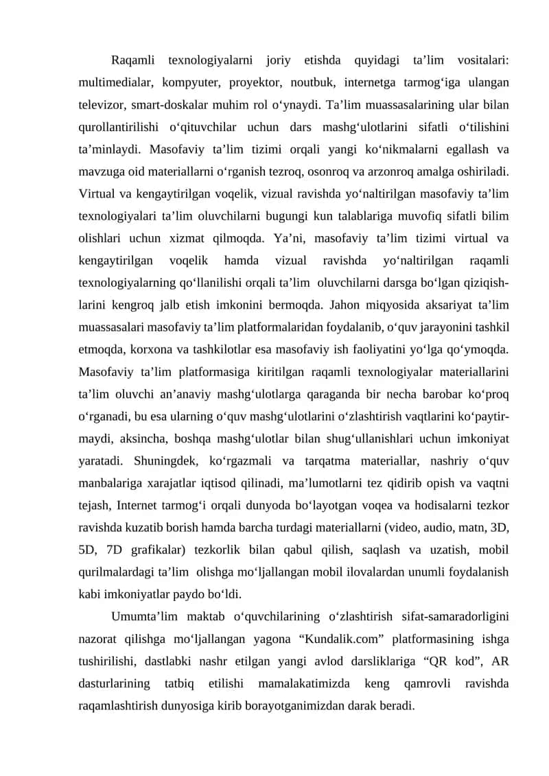 Raqamli texnologiyalar va ularning taʼlimdagi roli 1