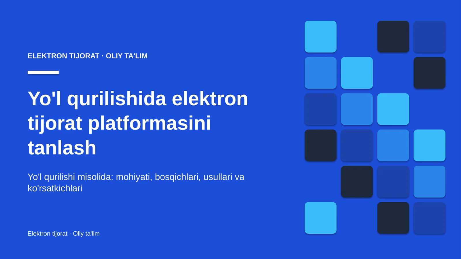 Yo'l qurilishida elektron tijorat platformasini tanlash 1