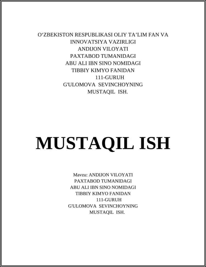 G'ulomova Sevinchoyning mustaqil ishi 1