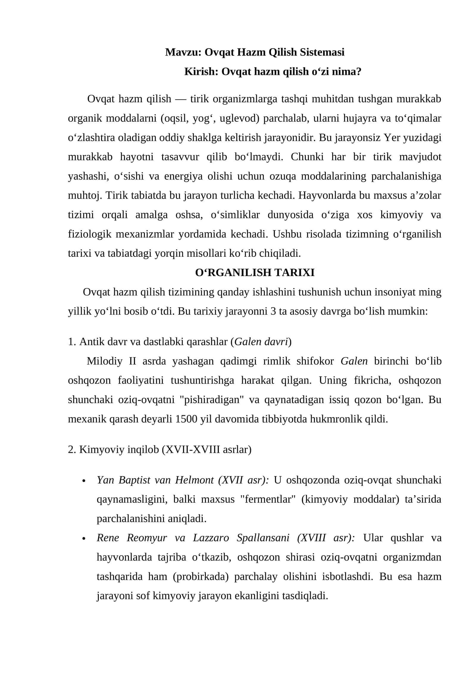 Ovqat Hazm Qilish Sistemasi 1