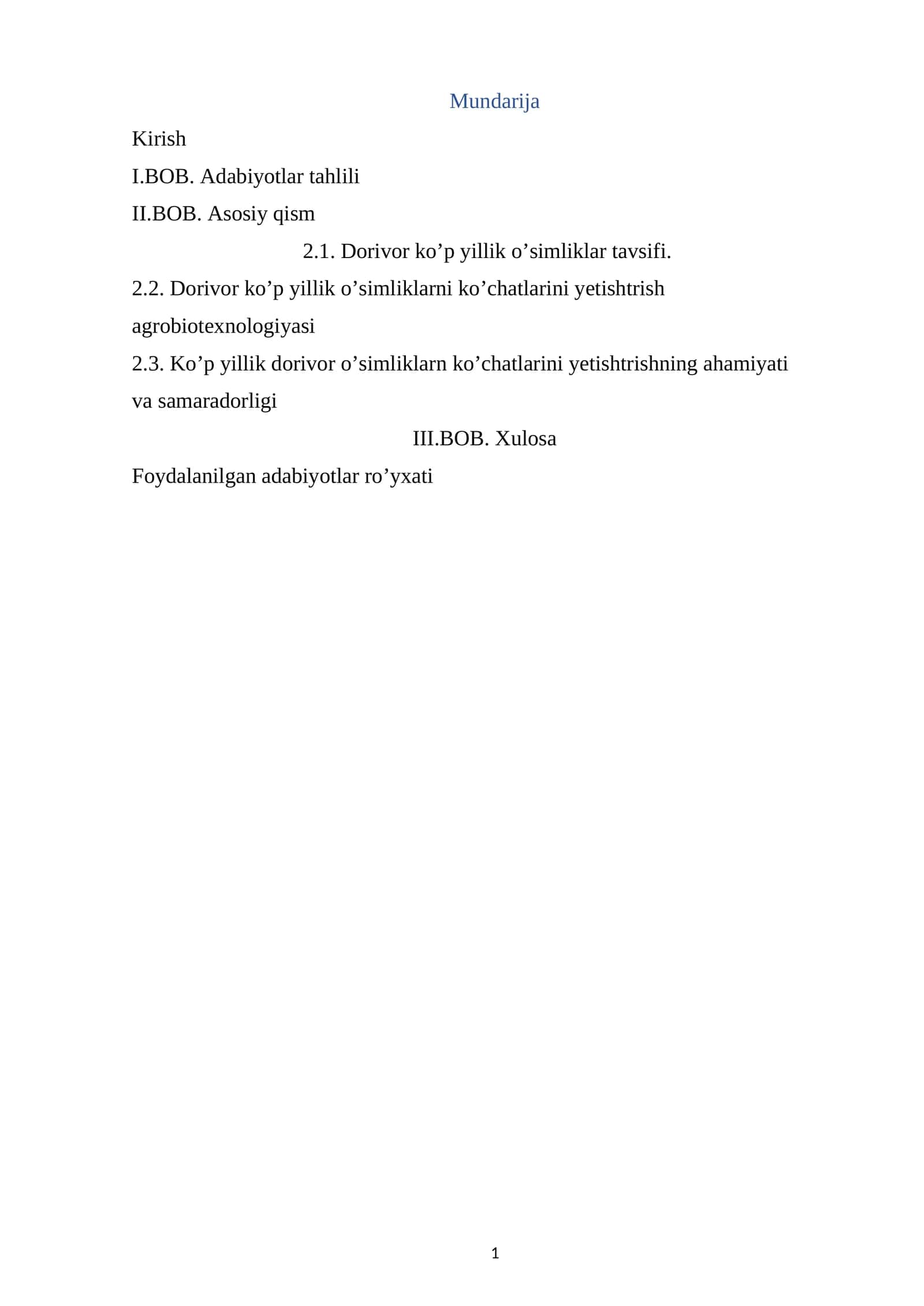Dorivor ko’p yillik o’simliklar tavsifi. Dorivor ko’p yillik o’simliklarni ko’chatlarini yetishtrish agrobiotexnologiyasi 1