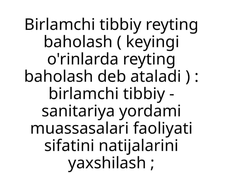 Birlamchi Tibbiy Reyting Baholash 1