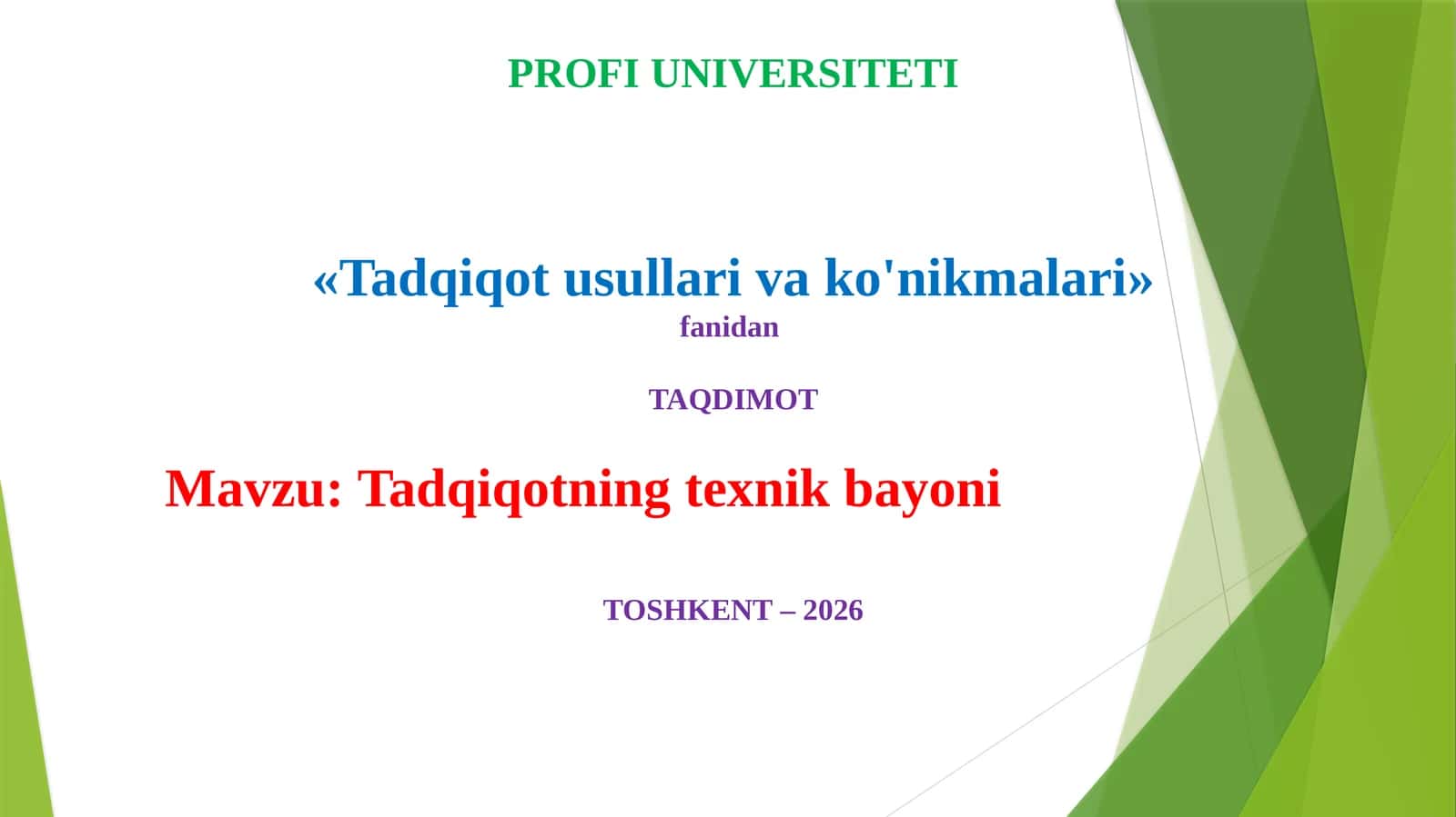 Tadqiqotning texnik bayoni 1