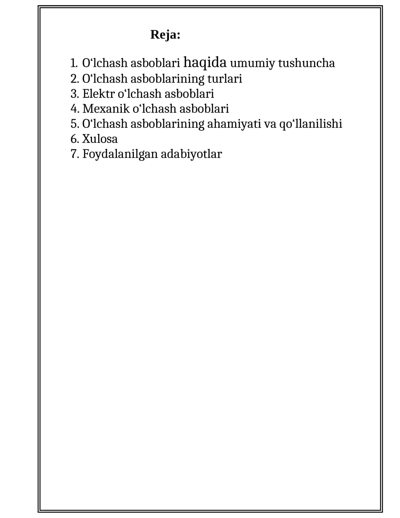 Oʻlchash asboblari turlari 1