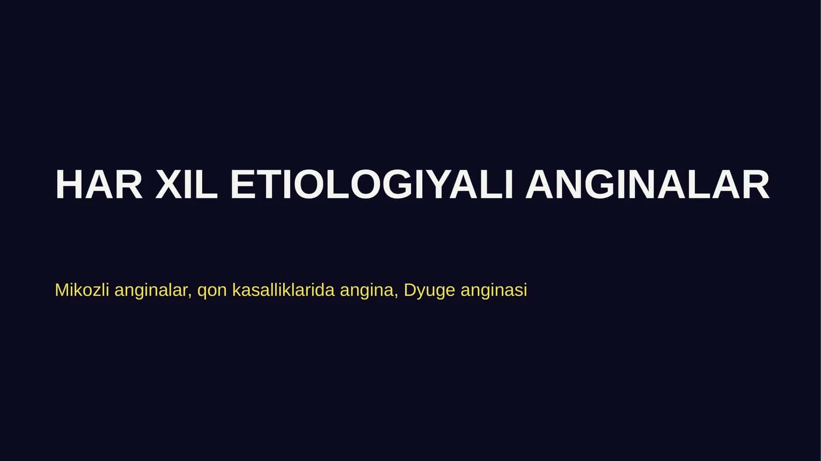 HAR XIL ETIOLOGIYALI ANGINALAR, Mikozli anginalar, qon kasalliklarida angina, Dyuge anginasi 1