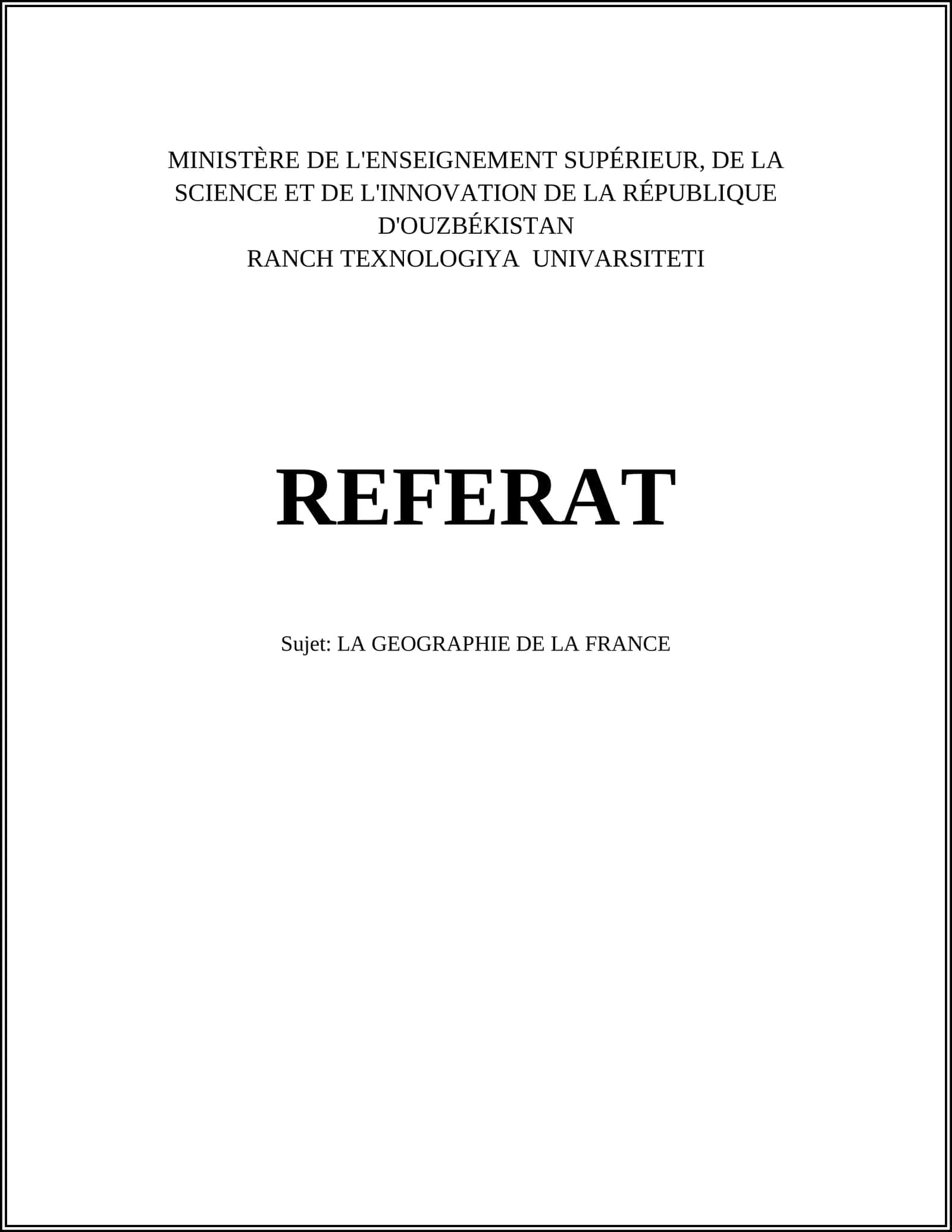 LA GEOGRAPHIE DE LA FRANCE 1