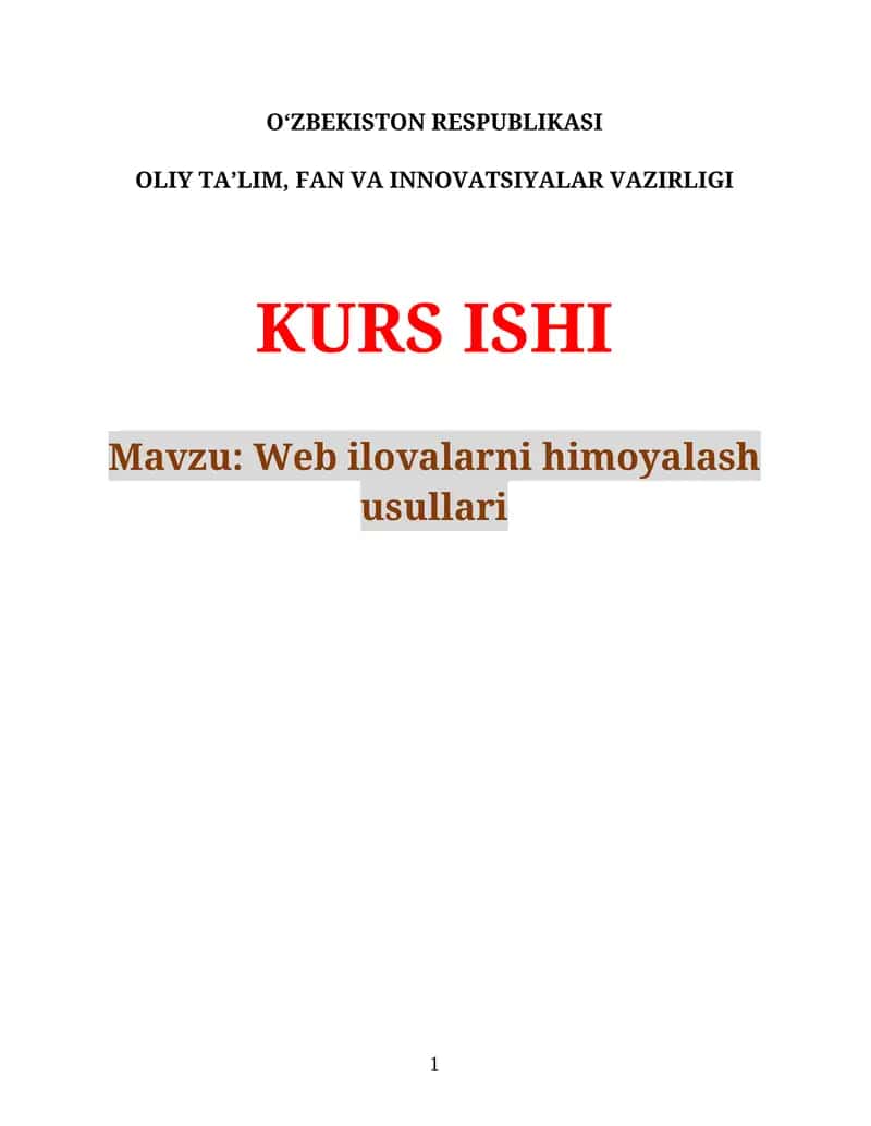 Web ilovalarni himoyalash usullari 1