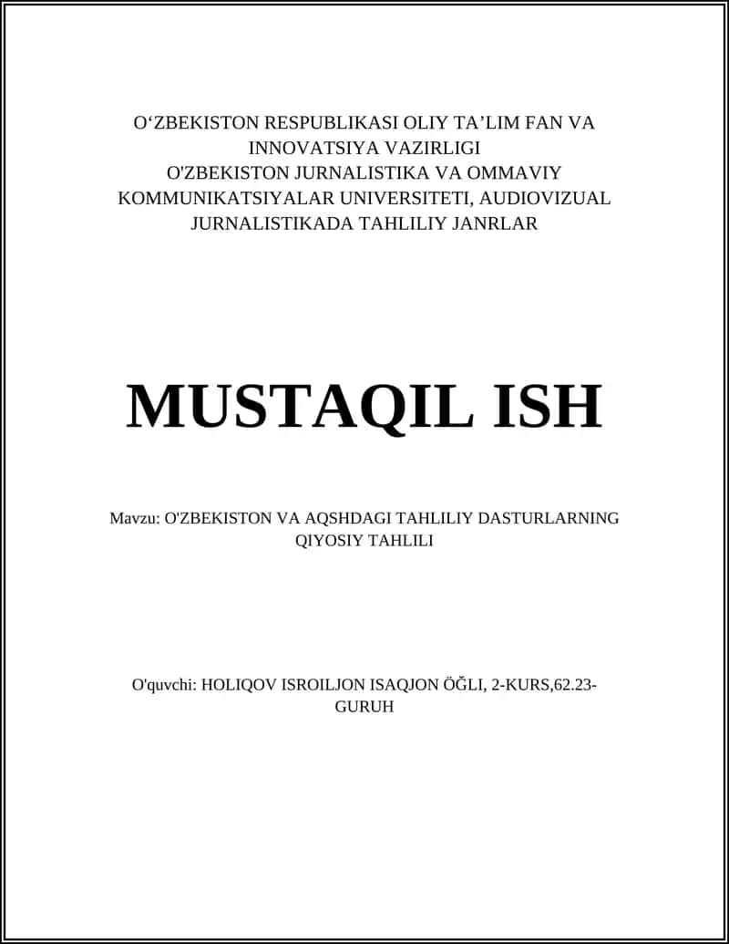 AUDIOVIZUAL JURNALISTIKADA TAHLILI JANRLAR 1
