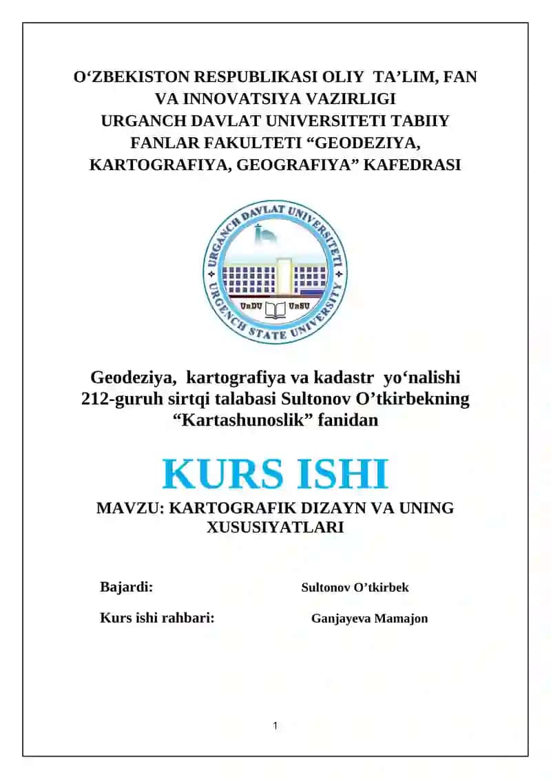 KARTOGRAFIK DIZAYN VA UNING XUSUSIYATLARI