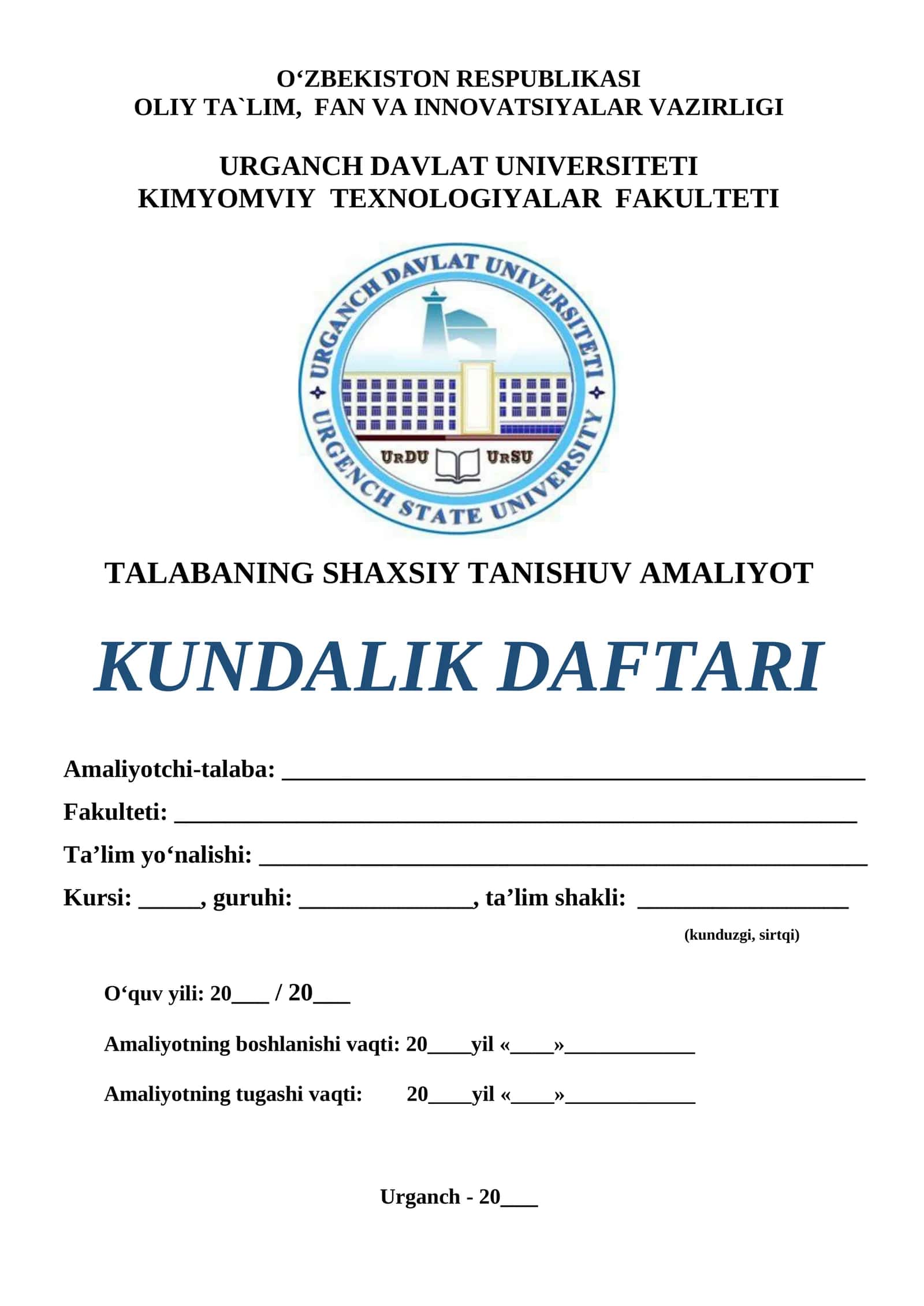 Tanishuv Amaliyot Daftari 1