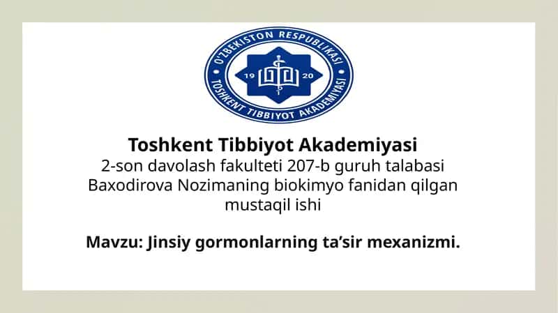 Jinsiy gormonlarning ta’sir mexanizmi 1