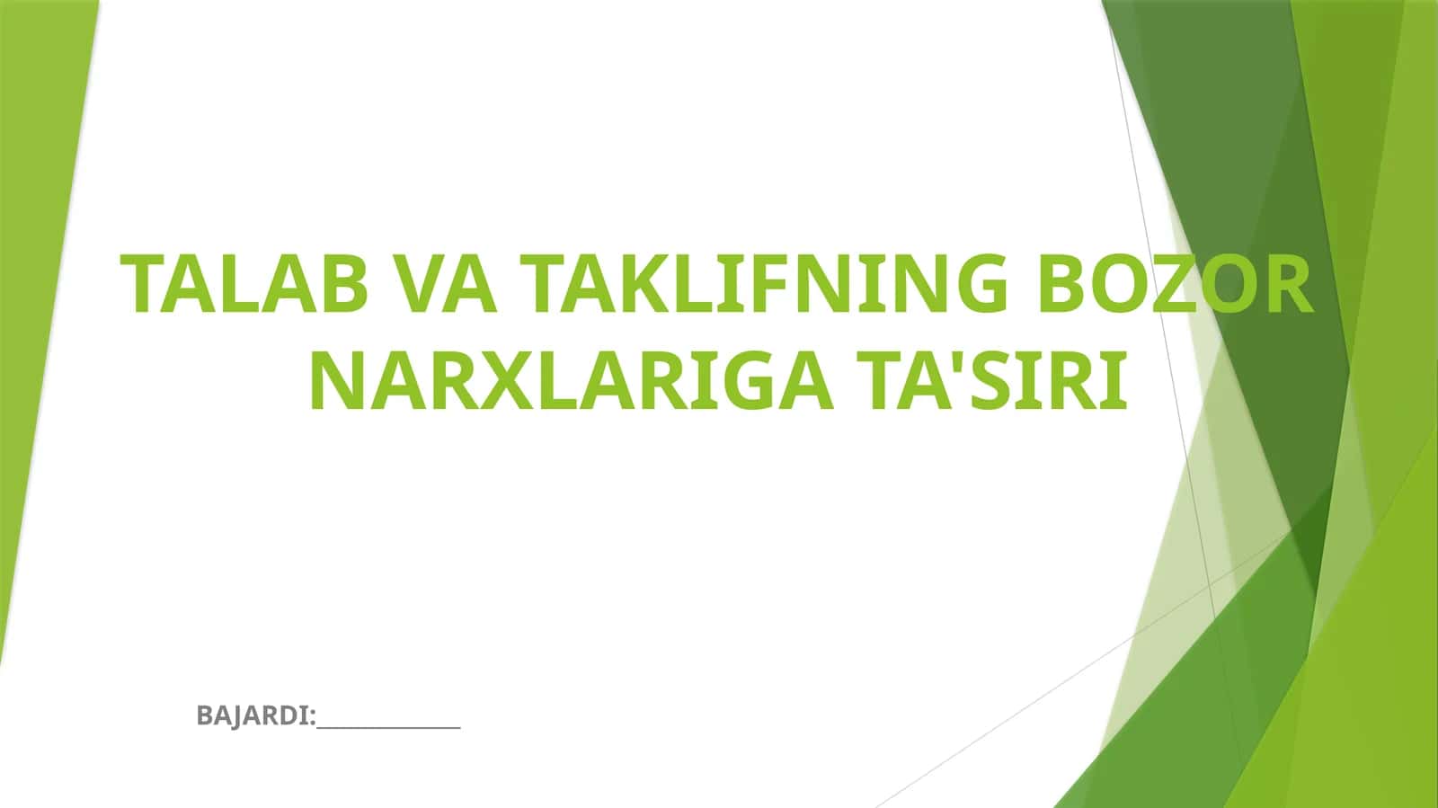 Talab va taklifning bozor narxlari 1
