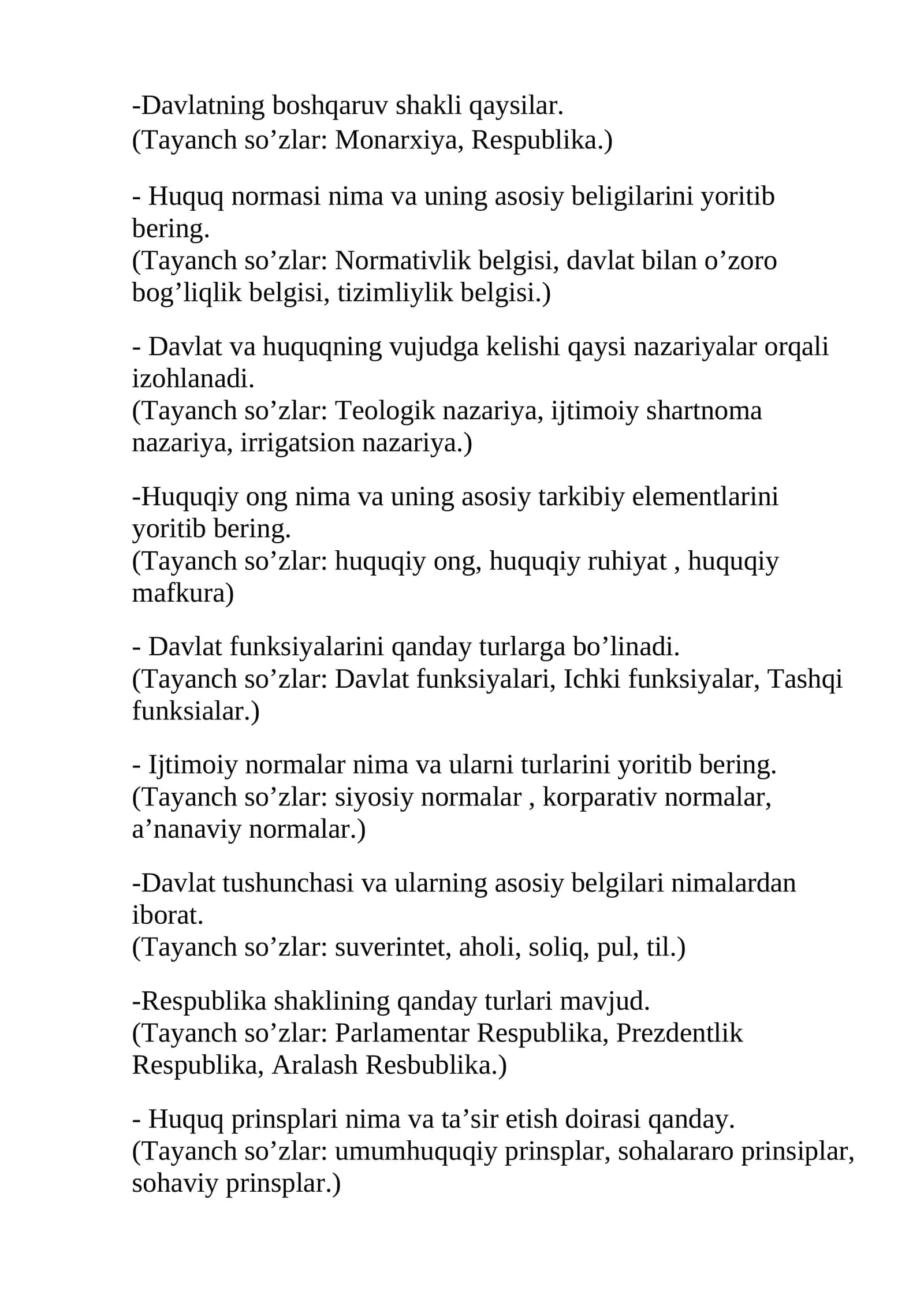 Davlatning boshqaruv shakli qaysilar 1