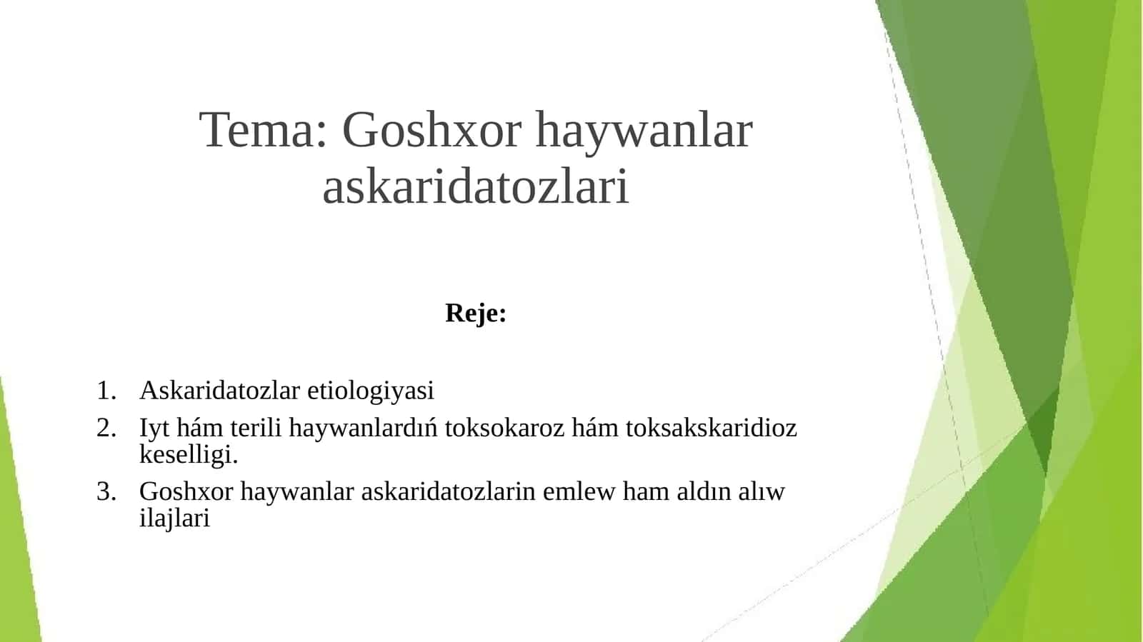 Goshxor haywanlar askaridatozlari 1