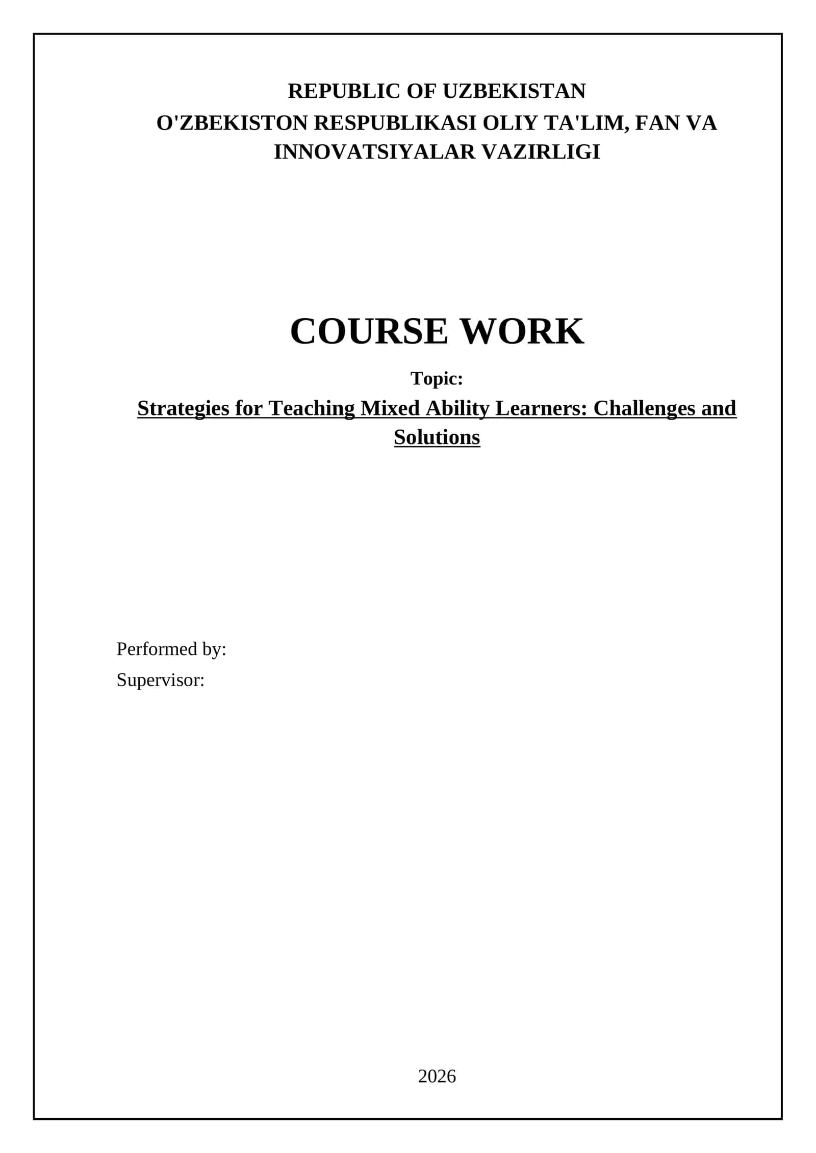 Strategies for Teaching Mixed Ability Learners: Challenges and Solutions 1