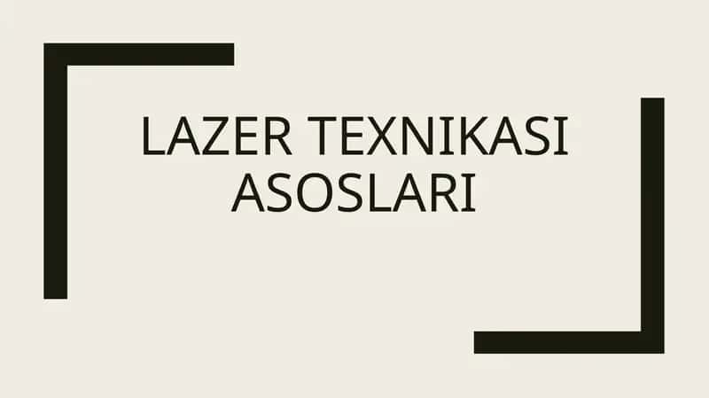 Lazer texnikasi asoslari 1