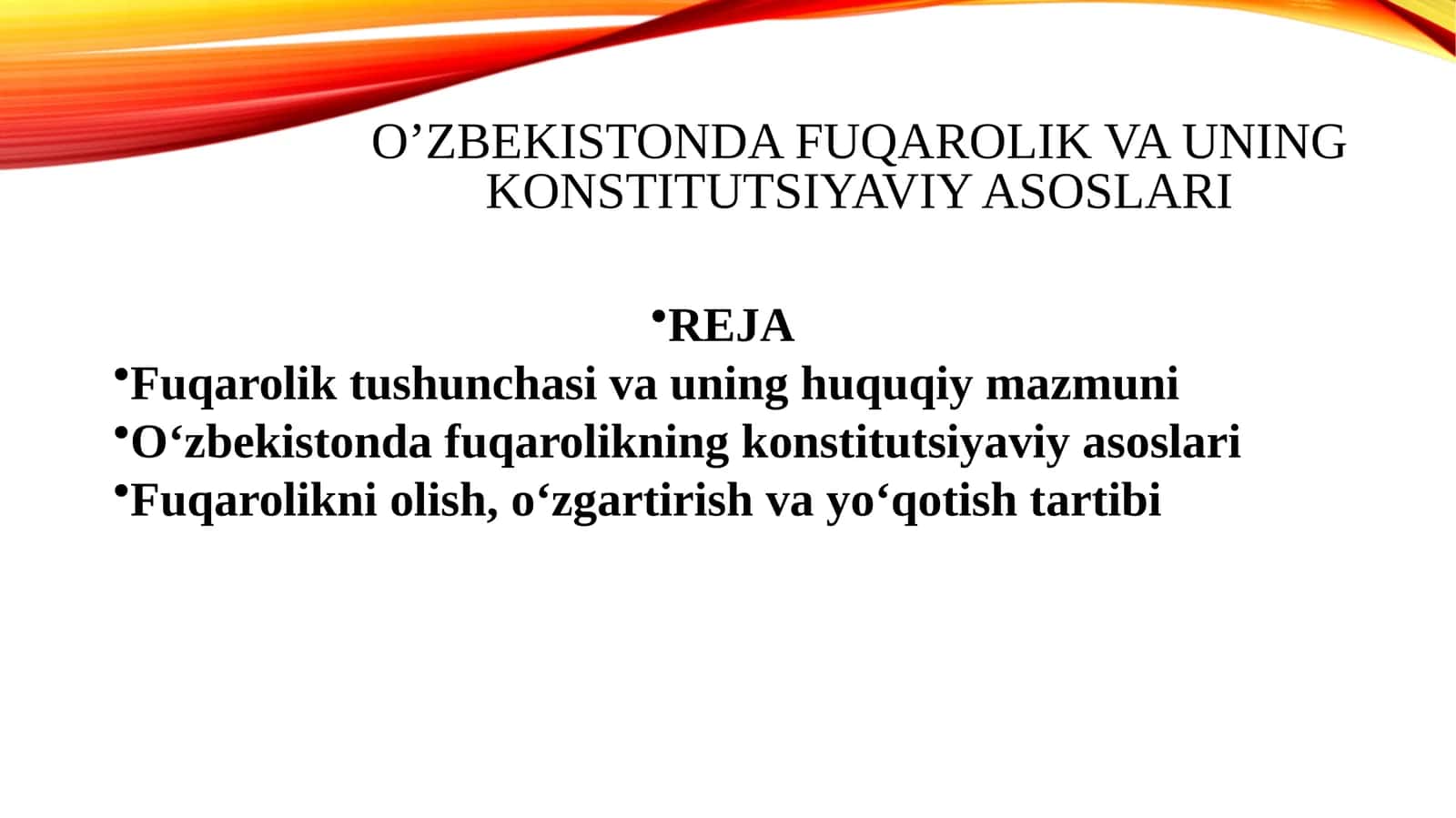 O‘zbekistonda Fuqarolik va uning Konstitutsiyaviy Asoslari 1