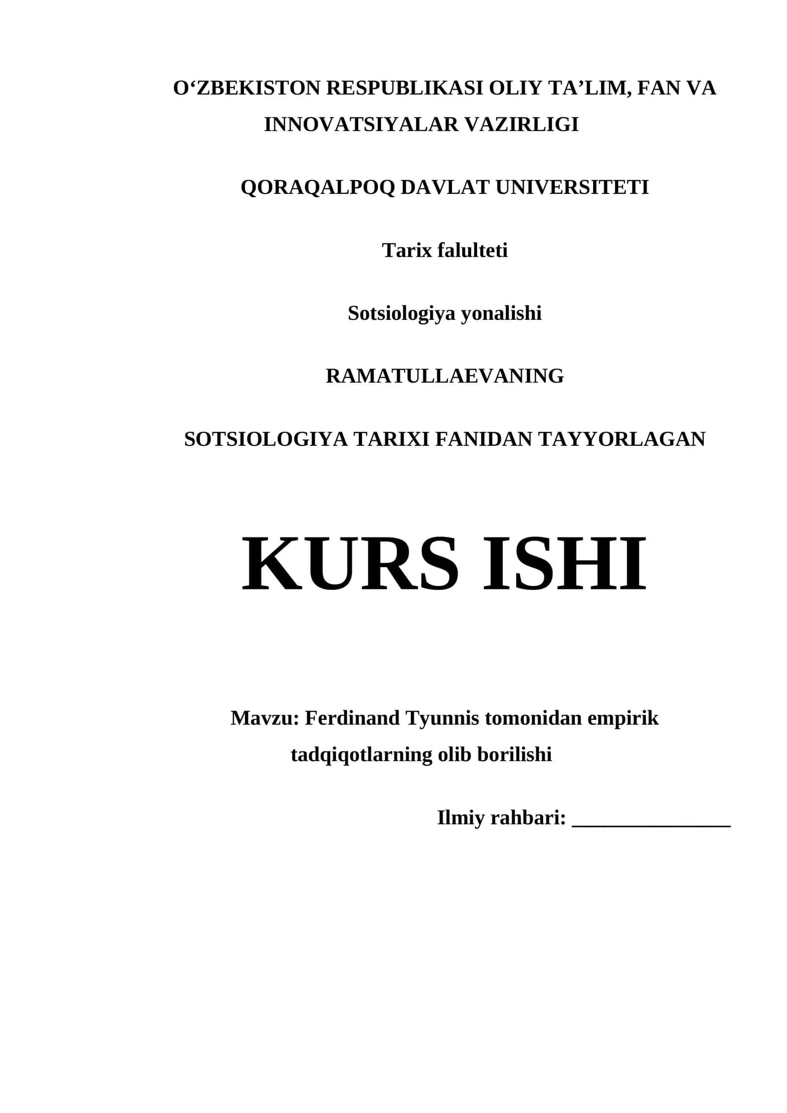 Ferdinand Tyunnis tomonidan empirik tadqiqotlarning olib borilishi 1