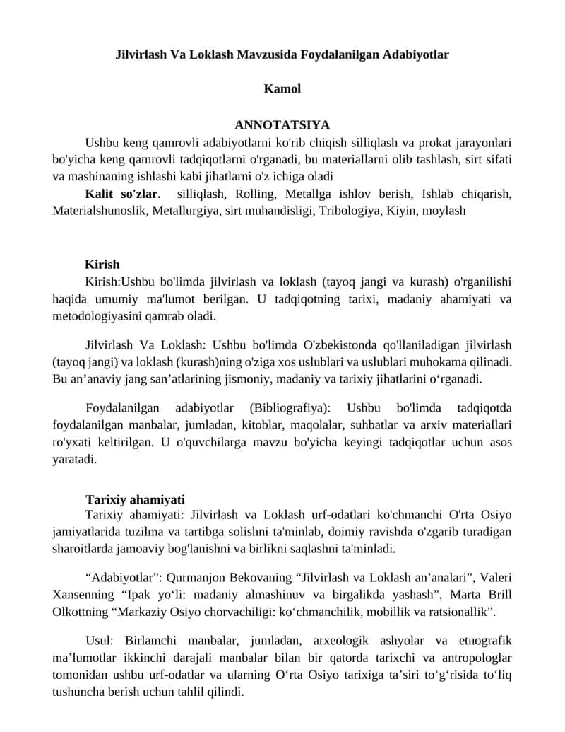 Jilvirlash Va Loklash Mavzusida Foydalanilgan Adabiyotlar 1
