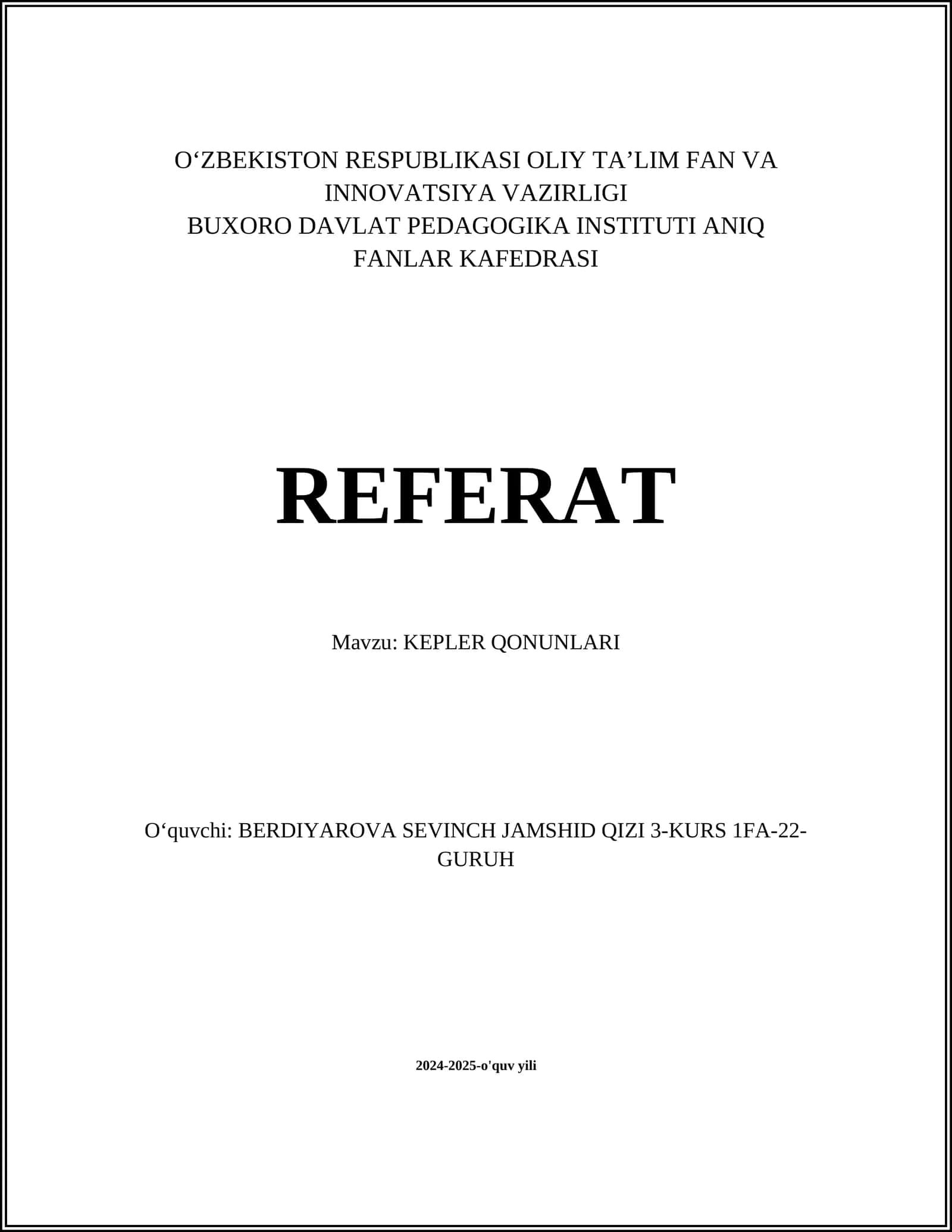 KEPLER QONUNLARI 1