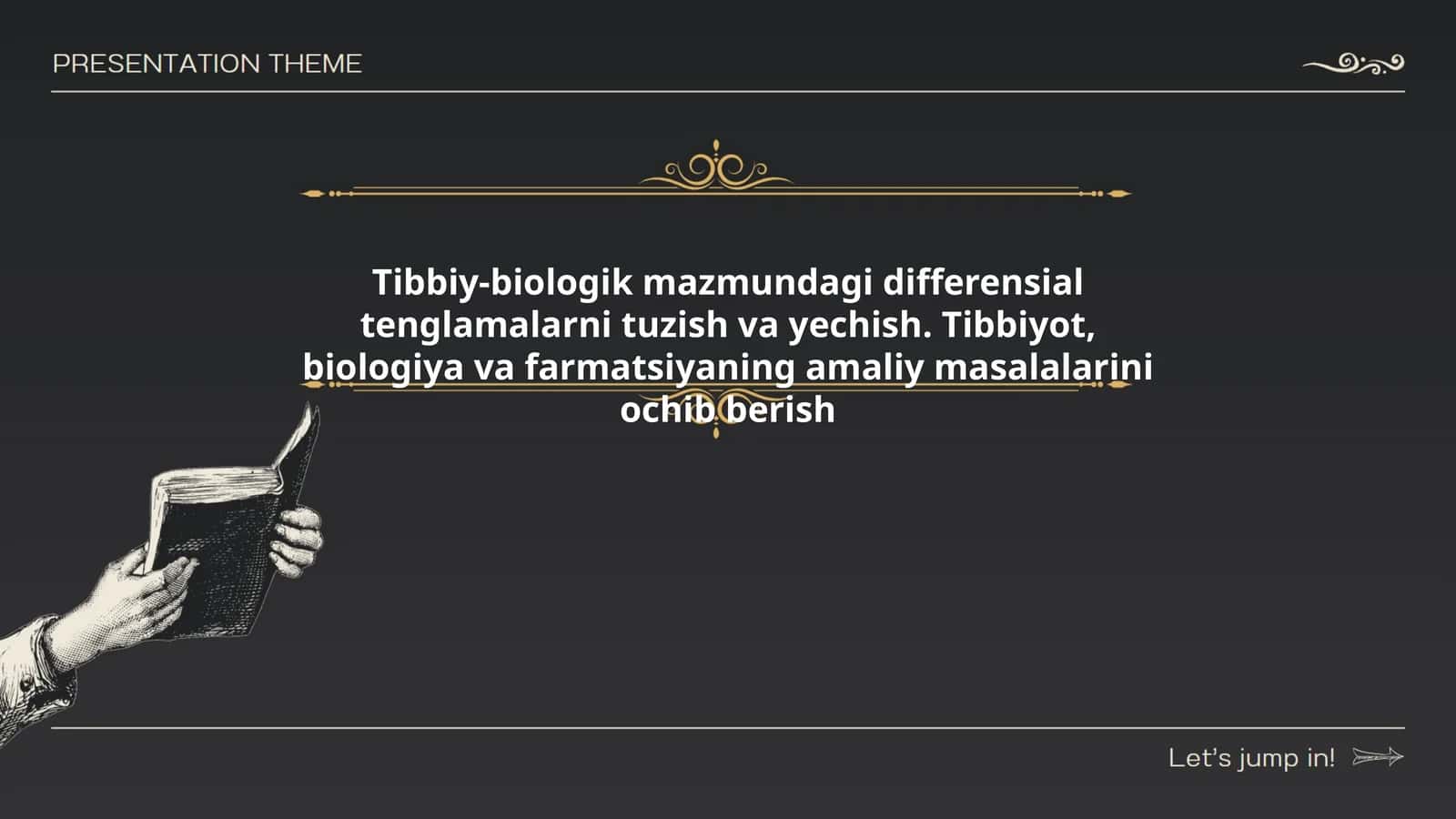 Tibbiy-biologik mazmundagi differensial tenglamalarni tuzish va yechish 1