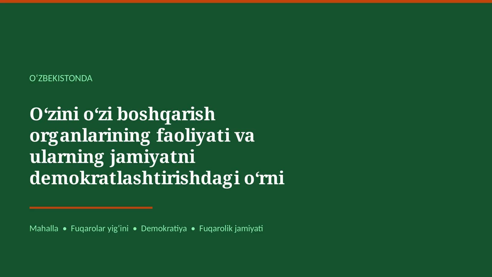 Oʻzini oʻzi boshqarish organlari va demokratiya 1
