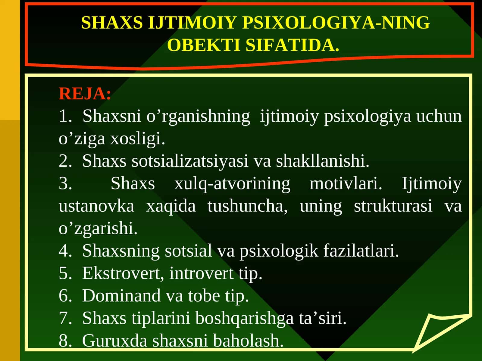 Shaxs Ijtimoiy Psixologiyasi 1