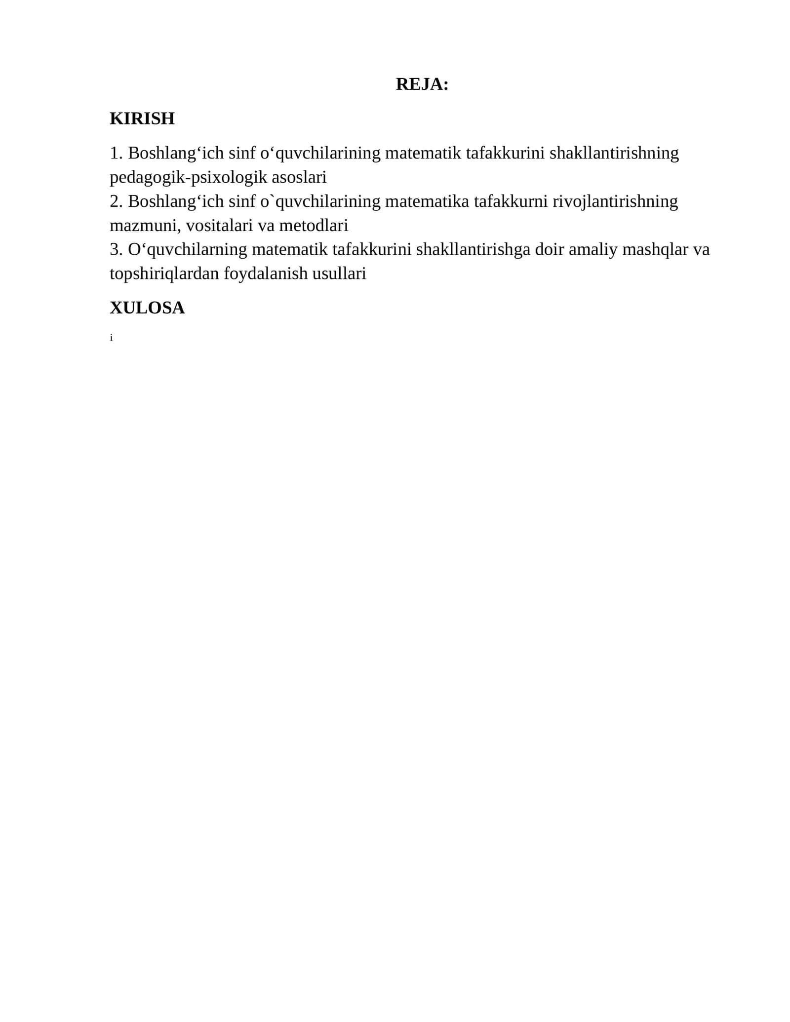 Boshlang‘ich sinf o‘quvchilarining matematik tafakkurini shakllantirishning pedagogik-psixologik asoslari 1