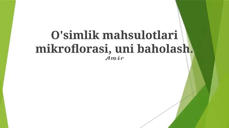 O'simlik Mahsulotlari mikroflorasi 1