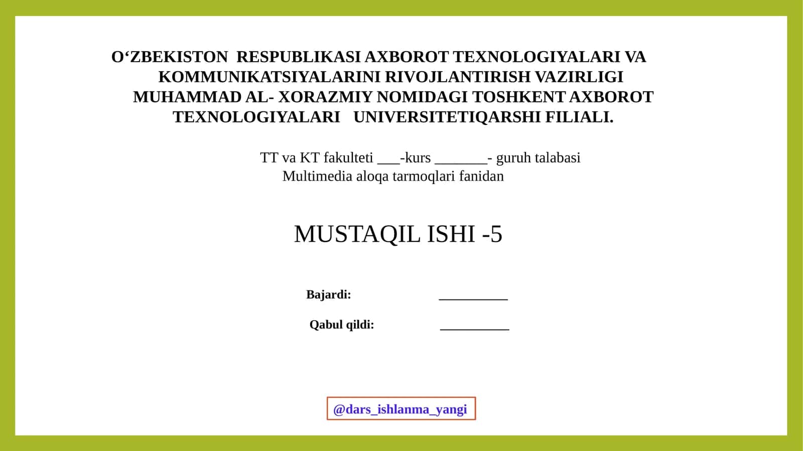 Multimedia aloqalar 1
