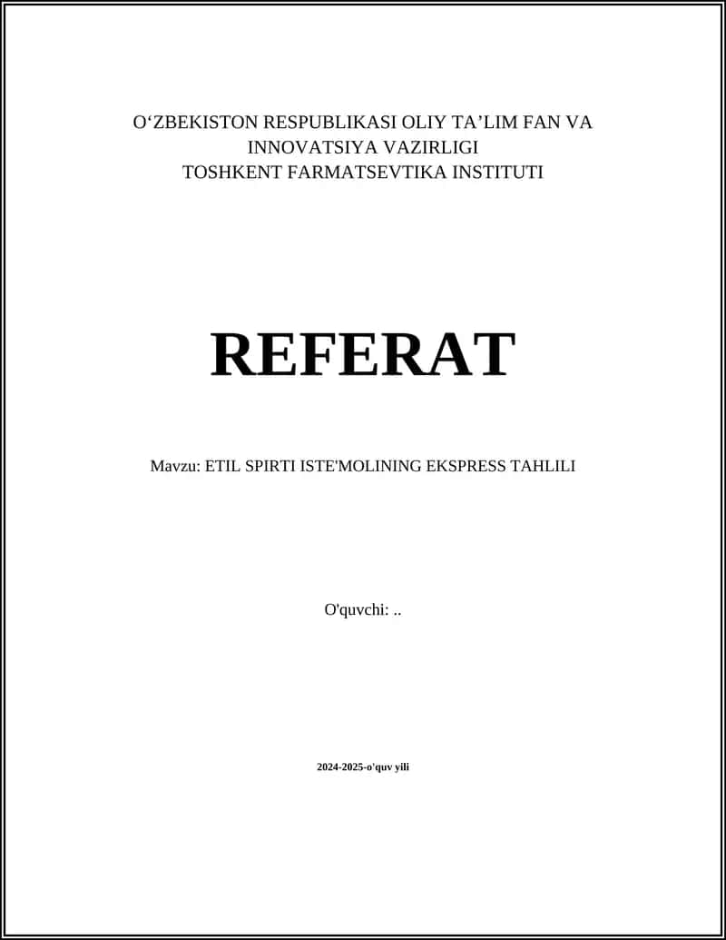 ETIL SPIRTI ISTE'MOLINING EKSPRESS TAHLILI 1
