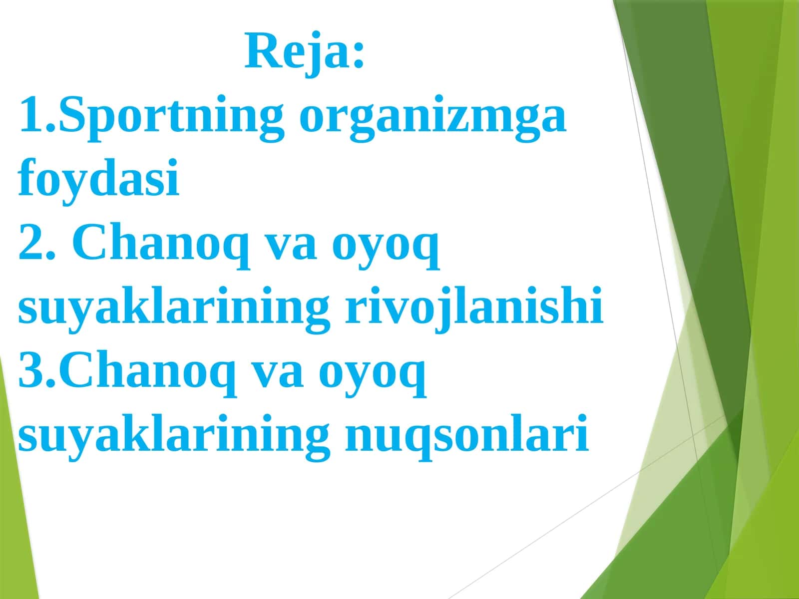 Chanoq va oyoq suyaklarining rivojlanishi 1