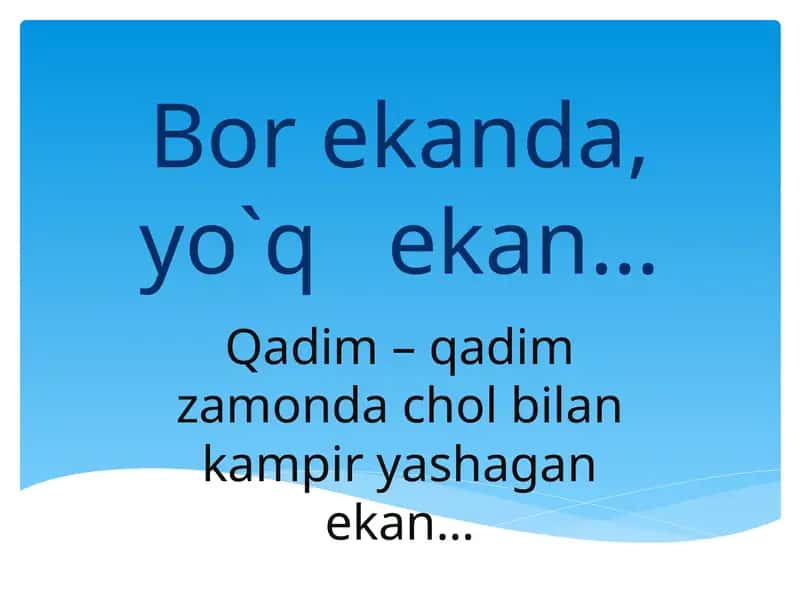 Qadim-qadim zamanlardagi cholbilan kampaniyashagan ekan… 1