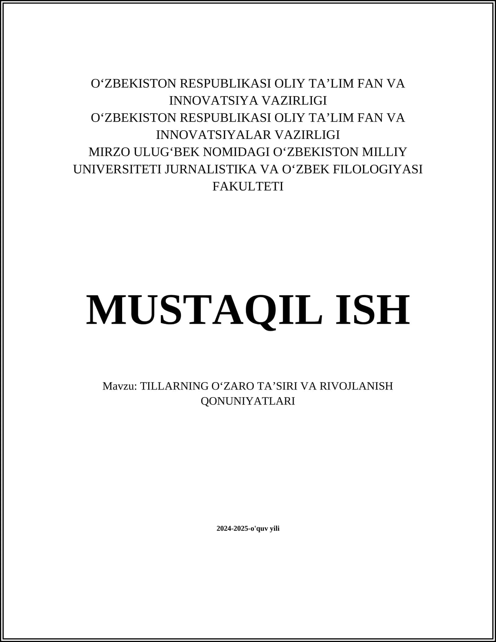 Oʻzaro Taʼsiri Nazariyalari 1