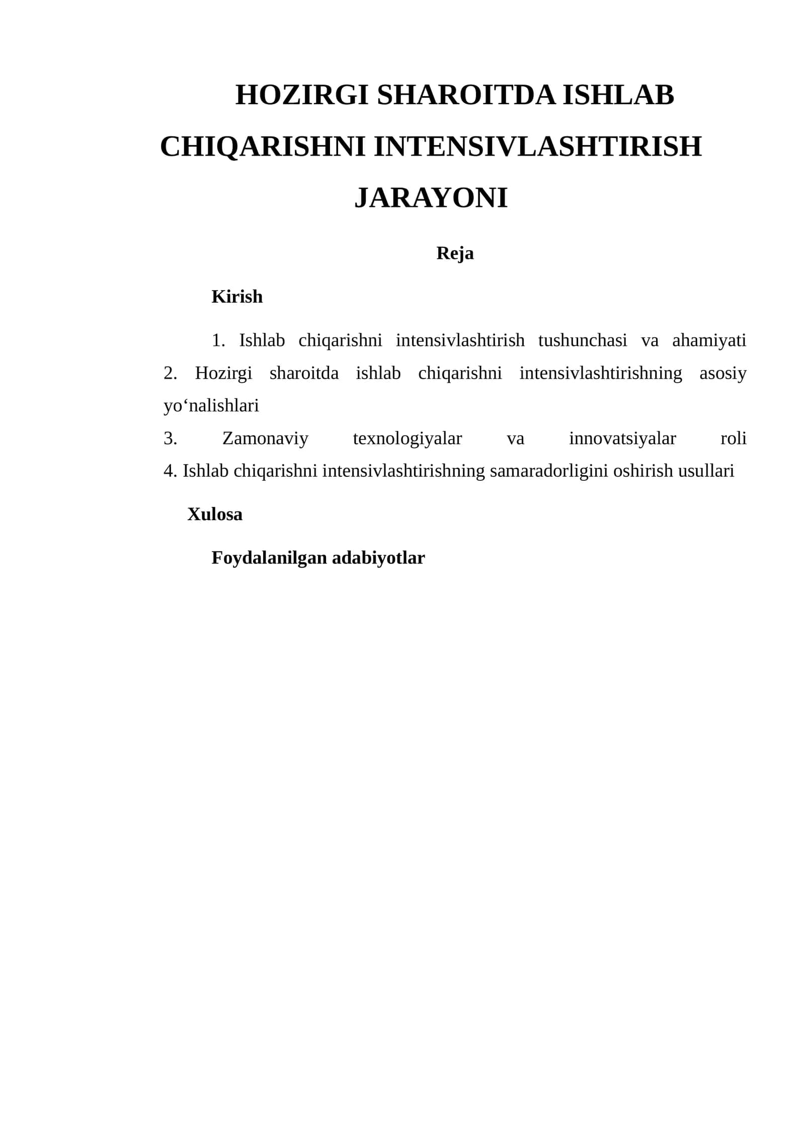 Hozirgi sharoitda ishlab chiqarishni intensivlashtirish 1