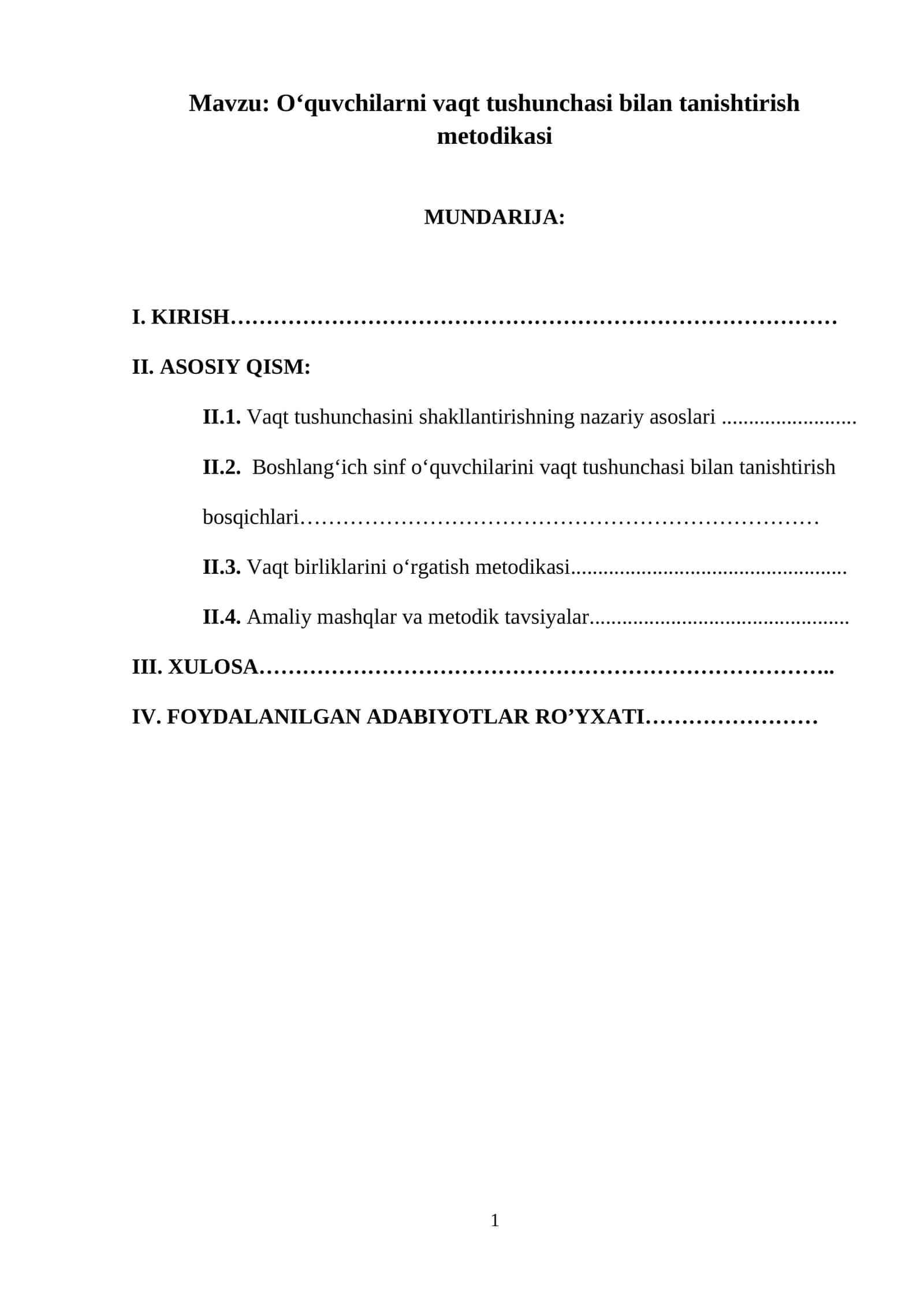 O‘quvchilarni vaqt tushunchasi bilan tanishtirish metodikasi 1