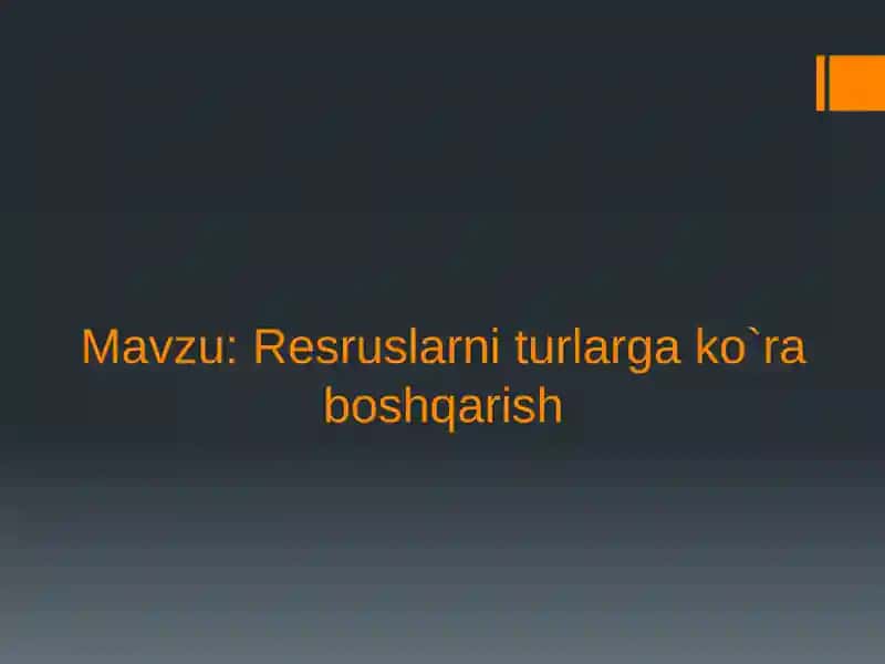 Inson Resurslari va ularning samarali foydalanishi 1