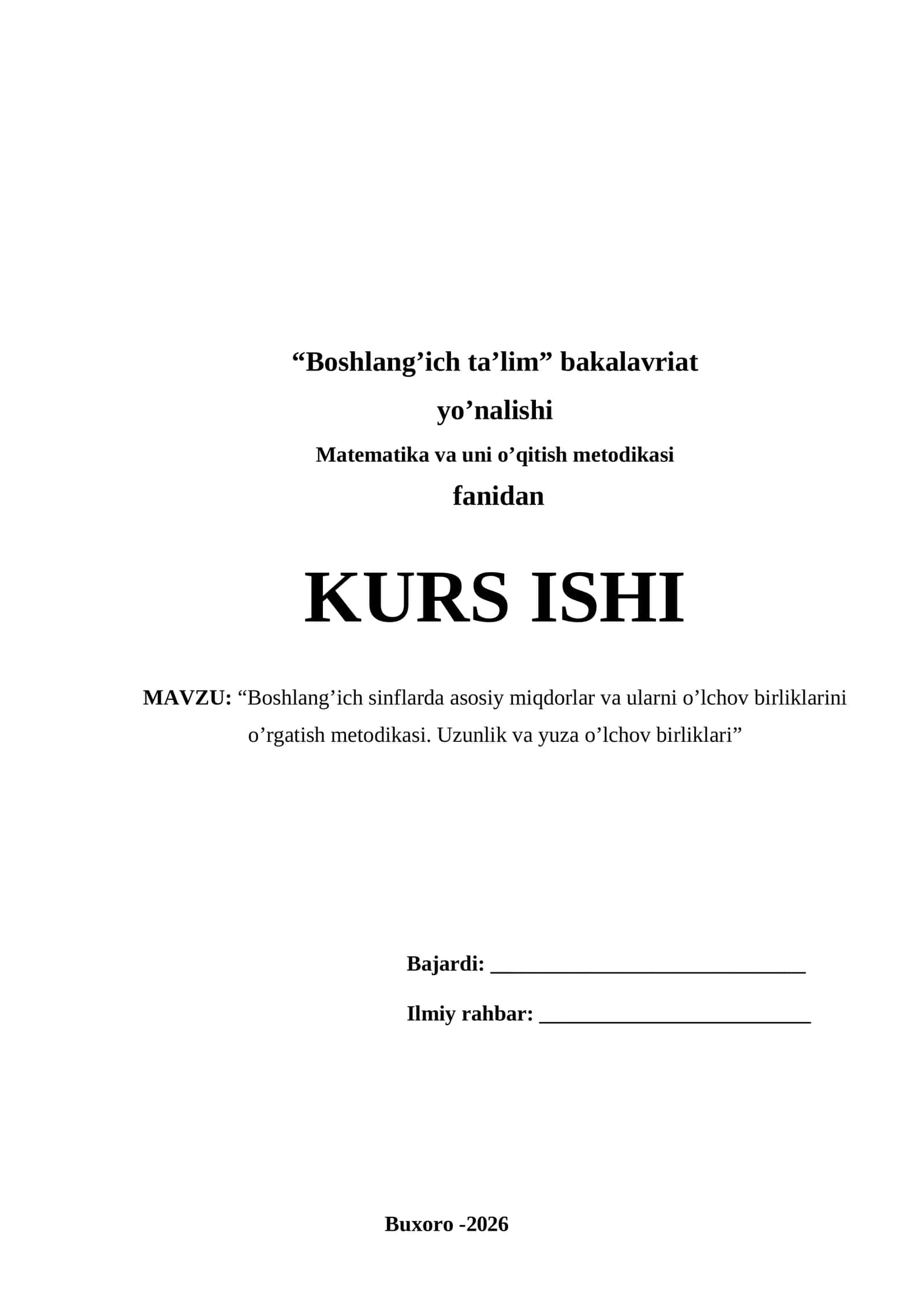 “Boshlang’ich sinflarda asosiy miqdorlar va ularni o’lchov birliklarini o’rgatish metodikasi. Uzunlik va yuza o’lchov birliklari” 1