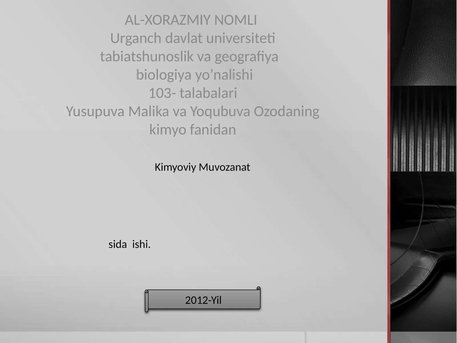 Kimyoviy Muvozanat 1