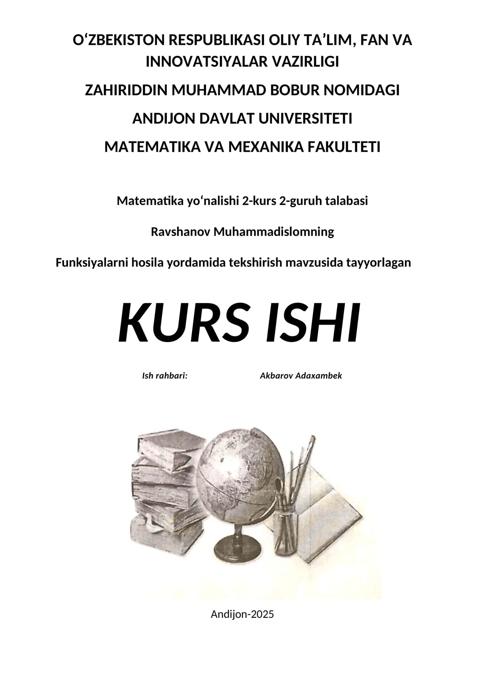 Funksiyalarni hosila yordamida tekshirish 1