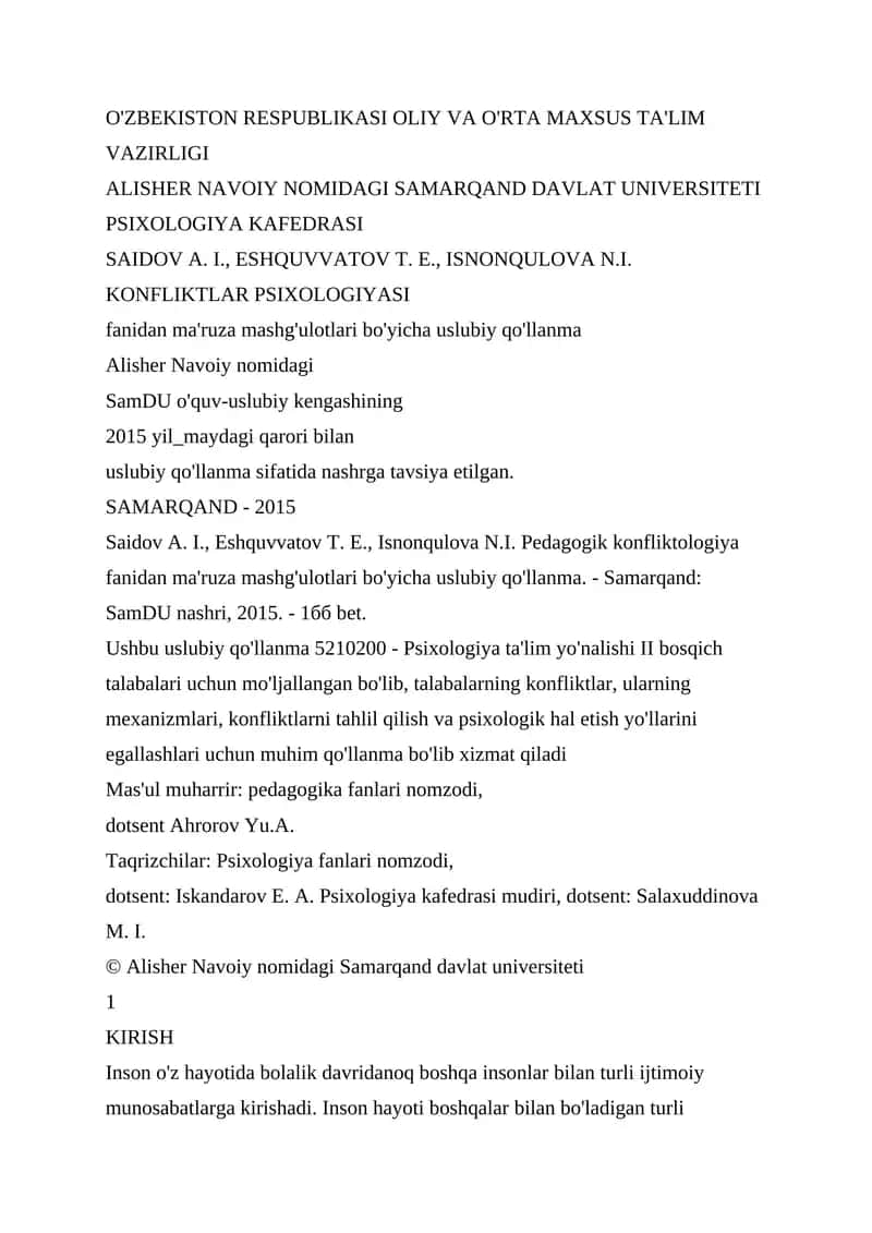 Konfliktlar Psixologiyasi 1