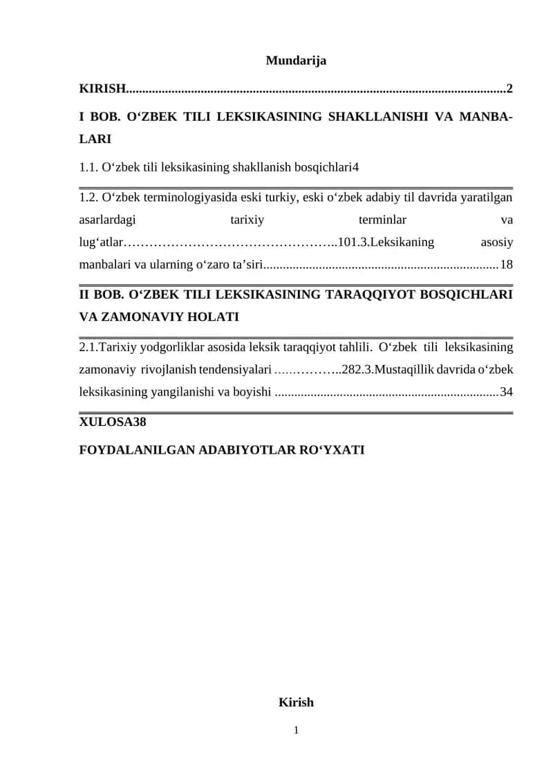 O‘zbek leksikasining tarixiy taraqqiyoti 1