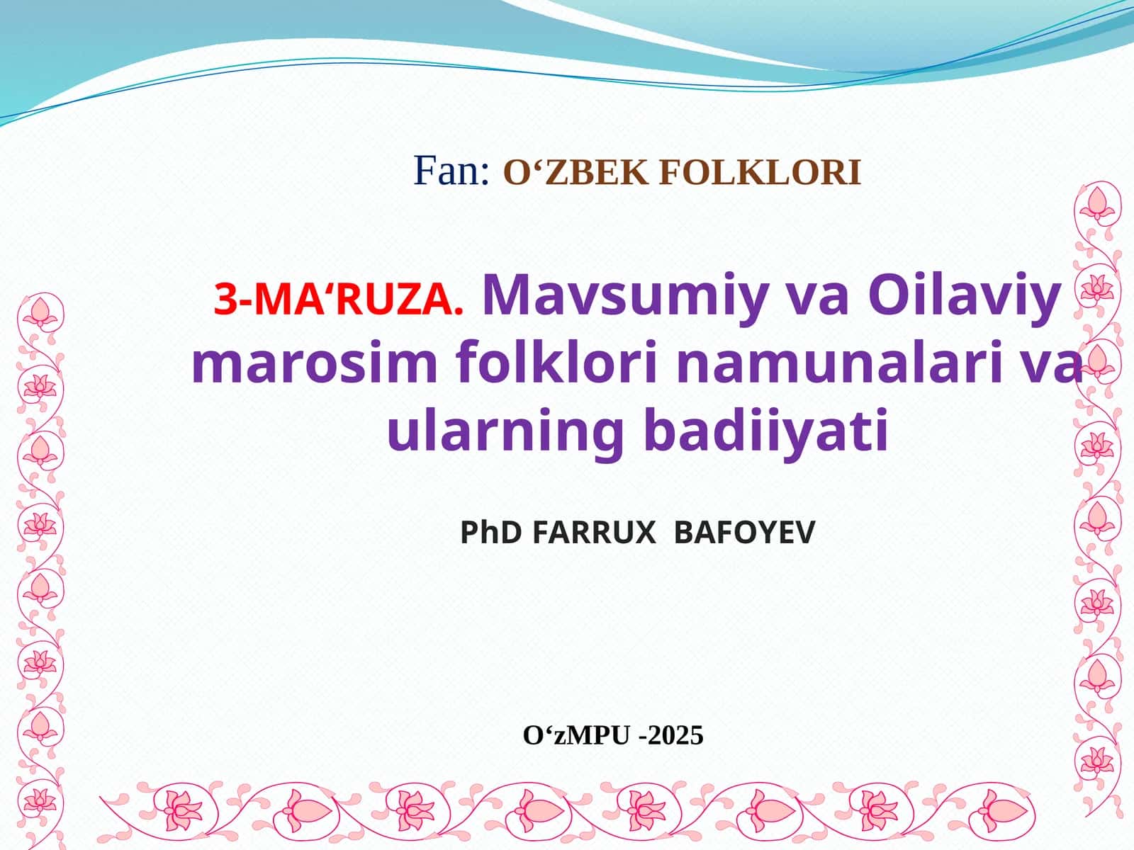 O‘ZBEK FOLKLORI 1