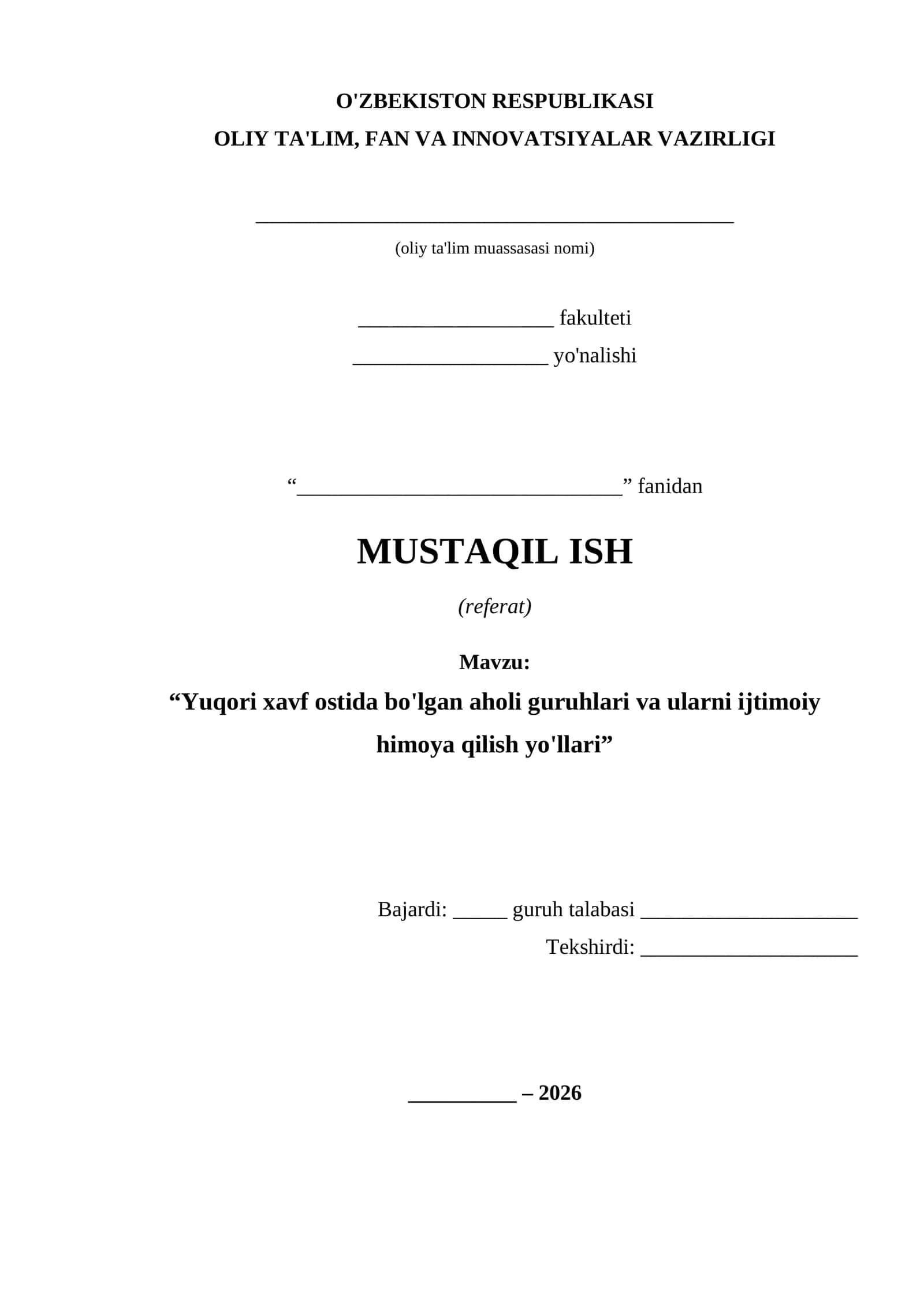 MUSTAQIL ISH (referat) 1