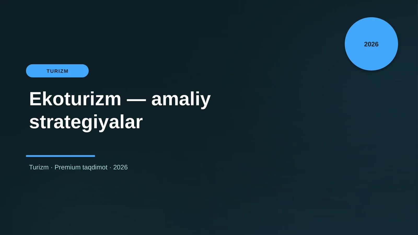 Ekoturizm — amaliy strategiyalar 1