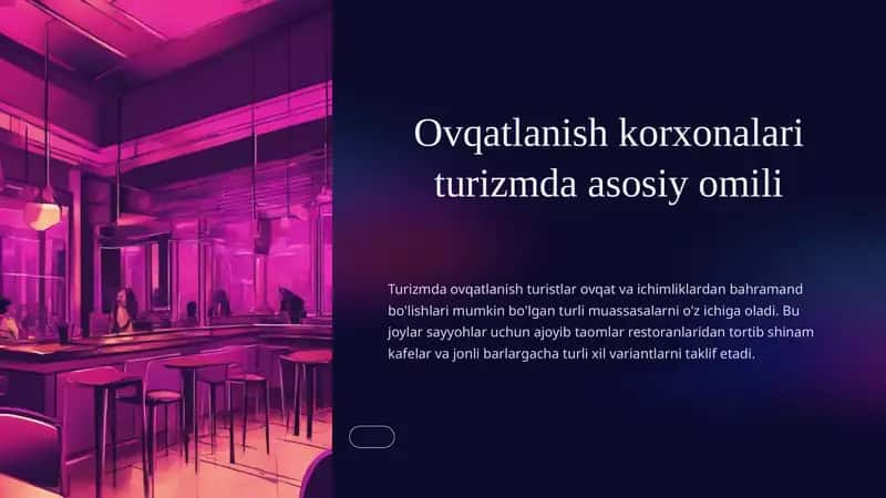 Ovqatlanish korxonalari turizmda asosiy omili 1