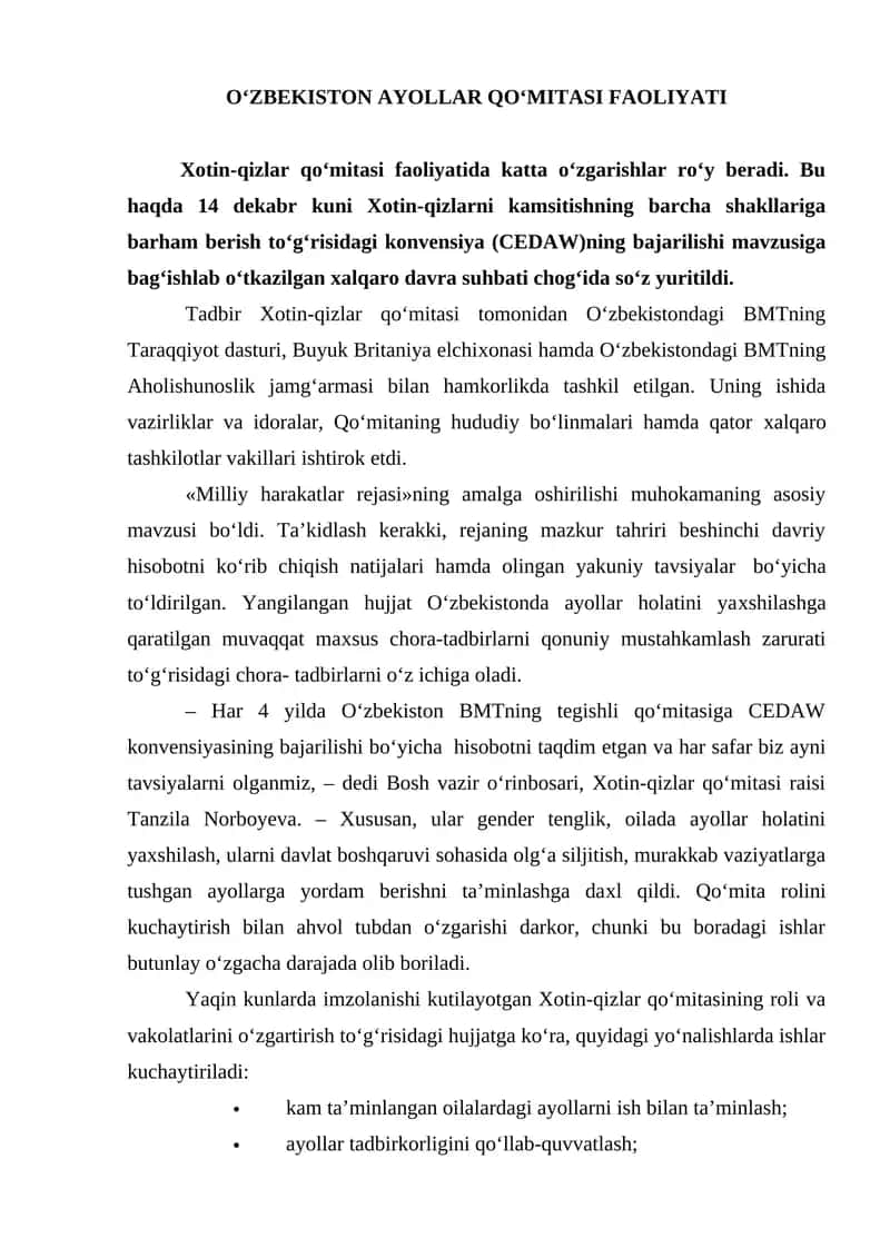 Xotin-qizlar qoʻmitasi faoliyati 1