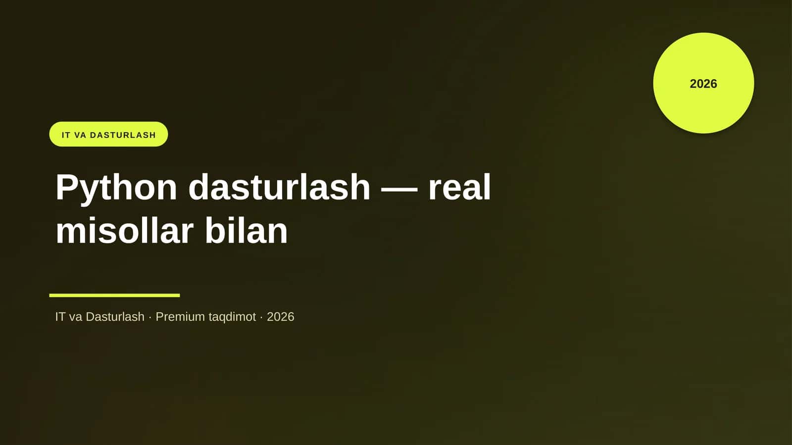 Python dasturlash — real misollar bilan 1