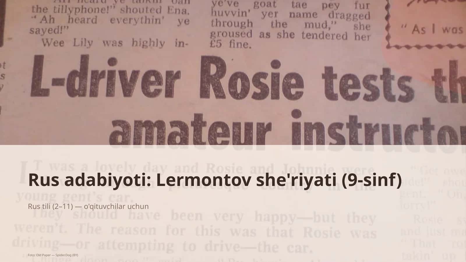 Rus adabiyoti: Lermontov she'riyati (9-sinf) 1