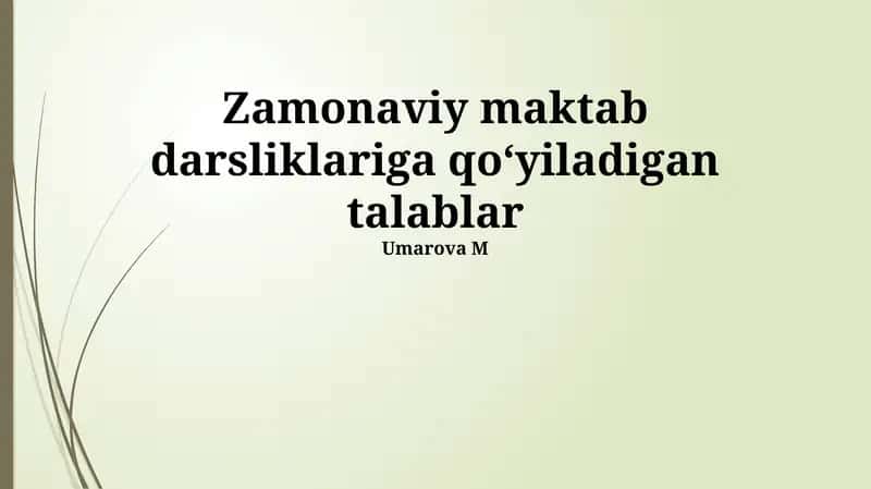 Zamonaviy Maktab Darsliklari Uchun Talablar 1